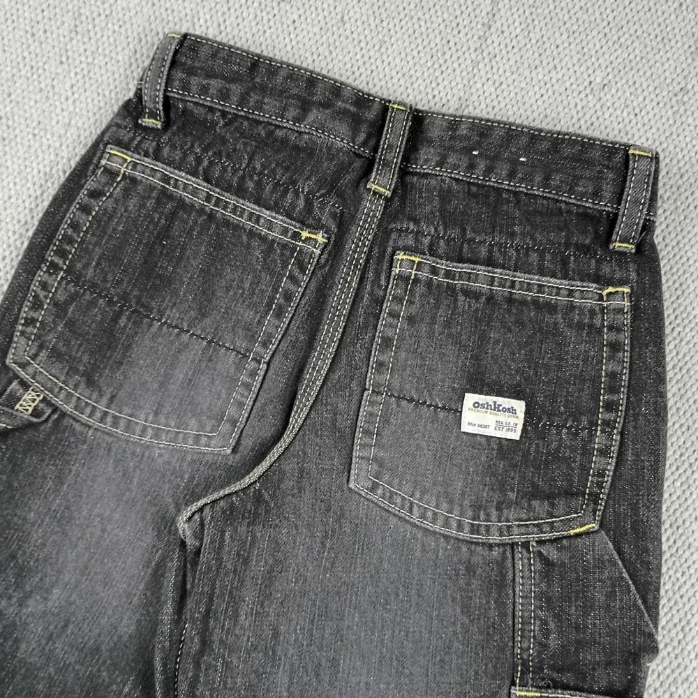 OshKosh Carpenter Jeans Kids 7 Husky Black Excellent Denim Utility Pants 4725094
